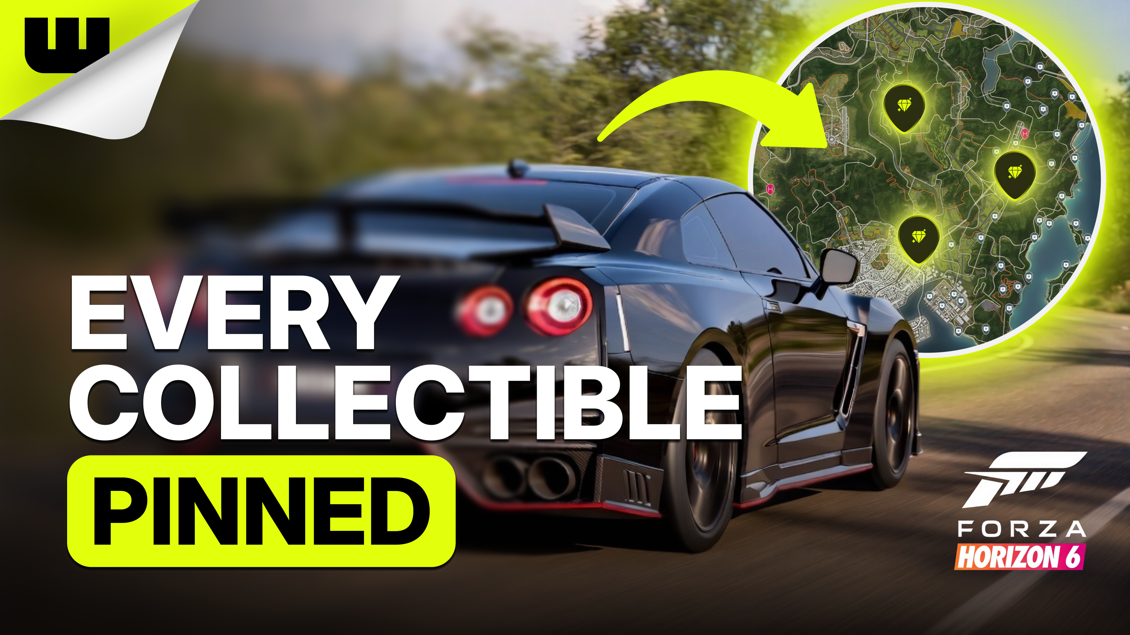 A speeding driver gets a map packed with collectible locations, turning the hunt into a marked route.